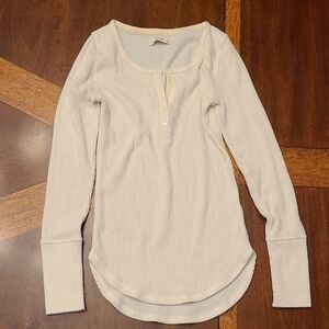 Abercrombie & Fitch Cream Ribbed Henley